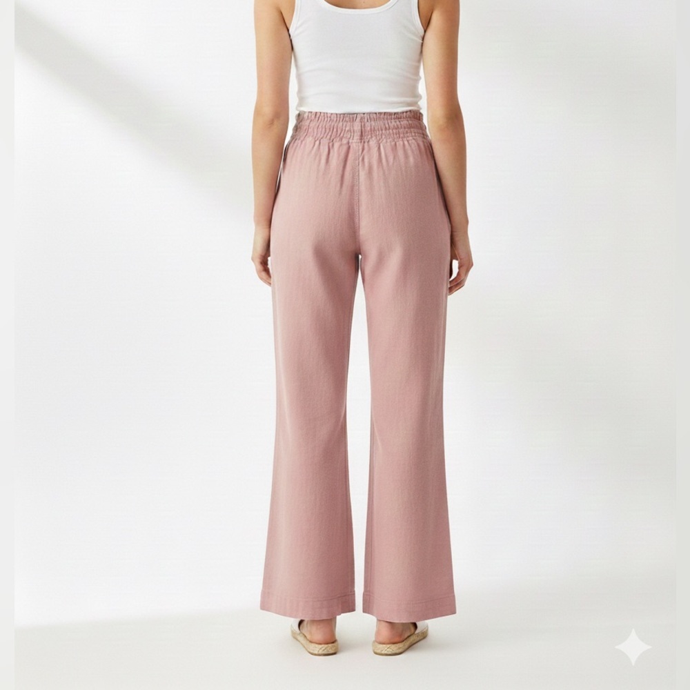 Cisono Pink Linen Rayon Blend Breezy Wide Leg Pants, size M - Picture 9 of 10